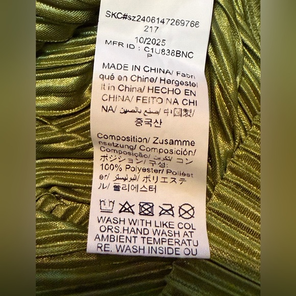 Omancia Solid Accordian Green Wide Leg Elastic Band Pants Sz XL - Picture 4 of 7